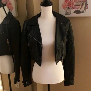 Black Cropped Leather Jacket